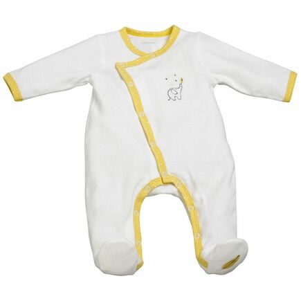 Pyjama velours blanc/jaune 1 mois Babyfan SAUTHON Baby déco