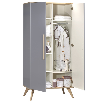 Armoire 2 portes Fanon Gris BEBE9 CREATION - 2