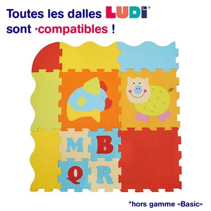 Tapis enfant en mousse dalles motif Animaux de Ludi - Definitive