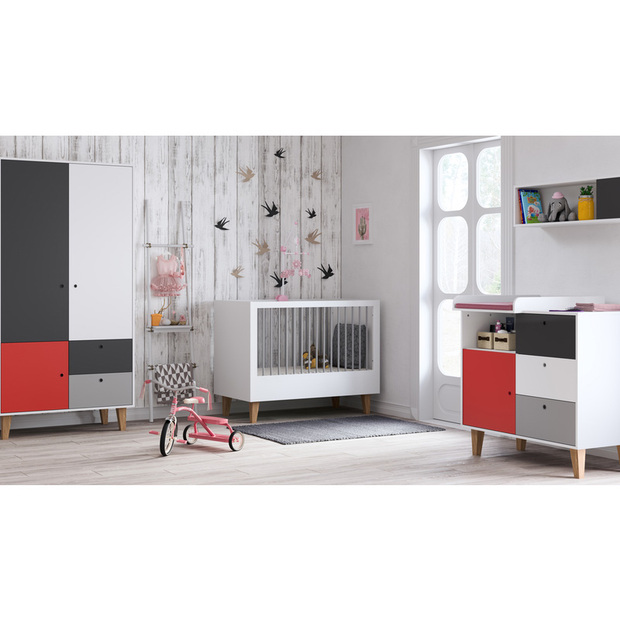 Chambre CONCEPT lit 70x140 commode armoire Rouge VOX