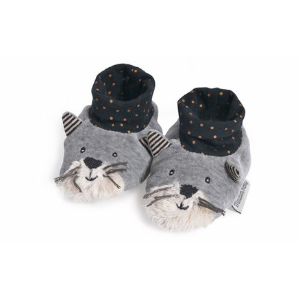 Chaussons chat gris Fernand Les Moustaches MOULIN ROTY