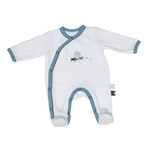 Pyjama Velours Blanc/Turquoise 1mois NEW LAZARE