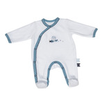 Pyjama Velours Blanc/Turquoise Naissance NEWLAZARE SAUTHON Baby déco