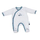 Pyjama Velours Blanc/Turquoise Naissance NEWLAZARE SAUTHON Baby déco