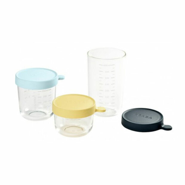 Coffret 3 Portions verre 150/250/400ml Yellow/Blue BEABA