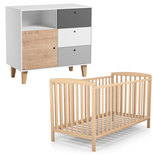 Chambre duo Lit COSY Bois+Commode CONCEPT Oak