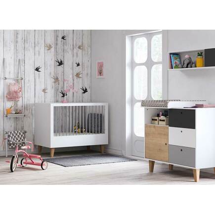 Chambre DUO CONCEPT lit 60x120+commode bois OAK VOX