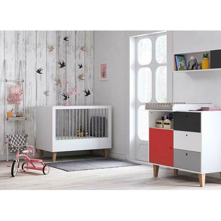 Chambre DUO CONCEPT lit 70x140+commode Rouge VOX