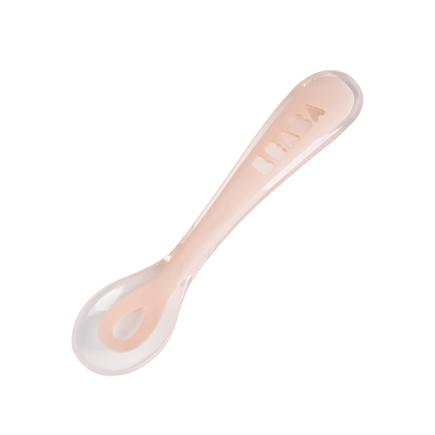 Cuillère 2ème âge soft en silicone pink BEABA