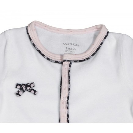 Pyjama naissance velours Blanc Miss Fleur de Lune SAUTHON Baby déco - 2