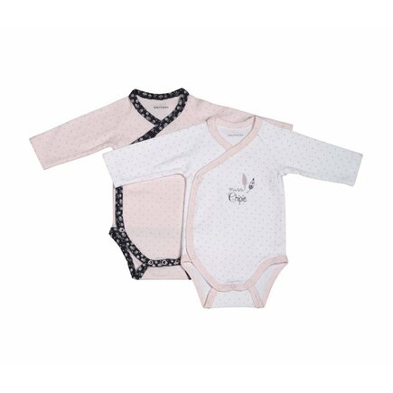 Lot de 2 bodies 1mois blanc/rose Miss Fleur de Lune SAUTHON Baby déco - 3