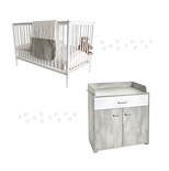 Chambre duo Lit SIMPLY blanc + Commode 2 portes 1 tiroir KYLIAN