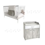 Chambre duo Lit SIMPLY blanc + Commode 2 portes 1 tiroir KYLIAN