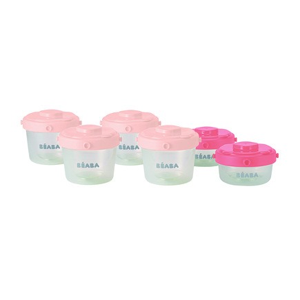 Lot 6 portions clip pink 60 et 120 ml BEABA