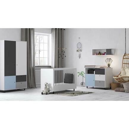 Chambre CONCEPT lit 60x120+commode+armoire Bleu VOX - 4