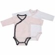 Lot de 2 bodies naissance blanc/rose Miss Fleur de Lune SAUTHON Baby déco