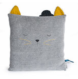 Coussin chat gris clair Les Moustaches MOULIN ROTY
