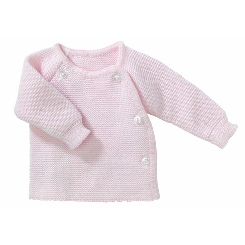 Brassière bébé naissance fille en maille acrylique rose layette