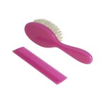 Brosse et peigne plastique rose translucide
