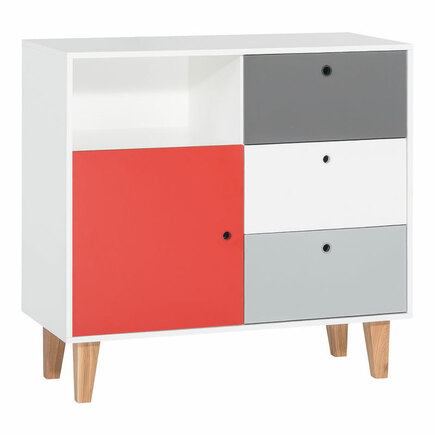 Commode blanc/gris rouge Chambre Concept VOX