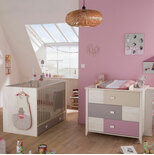 Chambre DUO Lit évolutif + commode CHARLY Rose