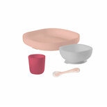 Set vaisselle silicone 4 pièces Rose