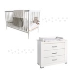 Chambre duo Lit SIMPLY Blanc+Commode HAUKE