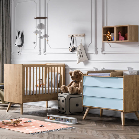 Chambre Duo Vintage Lit 70x140 Commode Bois Bleu Vente En Ligne De Chambre Bebe Bebe9