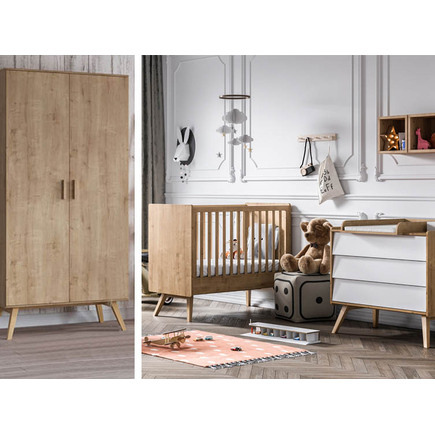 Chambre Trio Vintage Lit 70x140 Commode Armoire Nautis Bois Blanc Vente En Ligne De Chambre Bebe Bebe9