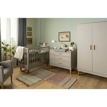 Chambre TRIO lit 70x140 commode armoire LOUNGE Gris VOX