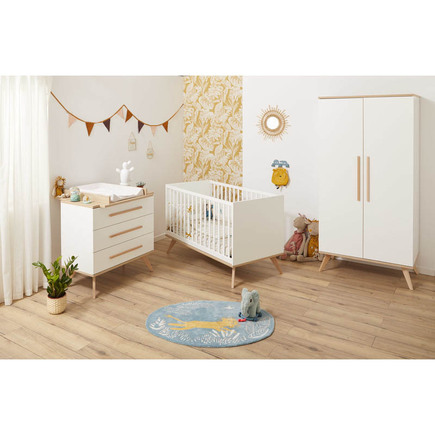 Chambre Lit 70x140 + Commode + Armoire FANON Blanc BEBE9 CREATION