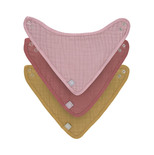 Lot de 3 bandanas en mousseline/éponge Rose Moutarde