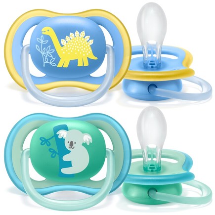 Lot de 2 Sucettes ULTRA AIR décor animaux 18m+ Garçon AVENT