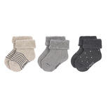 Lot de 3 chaussettes bébé GOTS Gris 12-14