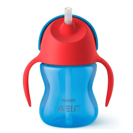 Tasse à paille 200 ml Bleu/Rouge AVENT