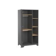 Chambre TRIO Lit 70x140 Commode Armoire LEAF Graphite/Bois VOX - 6