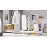 Chambre TRIO Lit 60x120 Commode Armoire LEAF Blanc/Bois