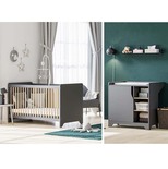 Chambre DUO Lit 60x120 Commode LEAF Graphite/Bois