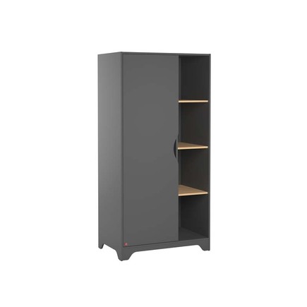 Chambre TRIO Lit 60x120 Commode Armoire LEAF Graphite/Bois VOX - 5