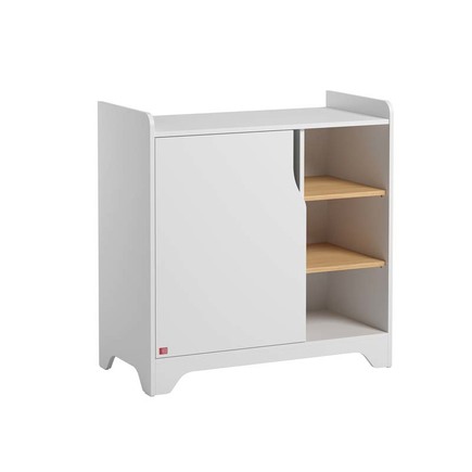 Chambre DUO Lit 70x140 Commode LEAF Blanc/Bois VOX