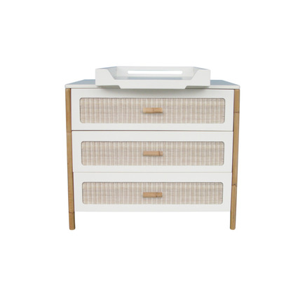 Commode 3 tiroirs Cannage Tressage Rotin OCEANIA Neige THEO - 4