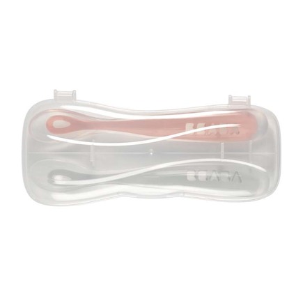 Lot de 2 cuillères 1er âge silicone avec boîte de transport Rose BEABA - 5