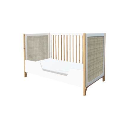 Théo Lit Bébé Evolutif en Rotin Marelia Neige - 60 x 120 cm - Lit bébé Théo  sur L'Armoire de Bébé