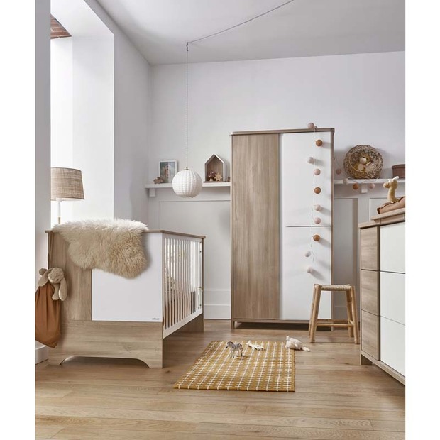 Chambre SACHA Chêne du Bocage Lit 70x140 + commode + armoire GALIPETTE