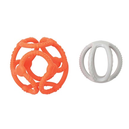 Set de 2 balles en silicone Rose Fluo/Gris Lapidou NATTOU