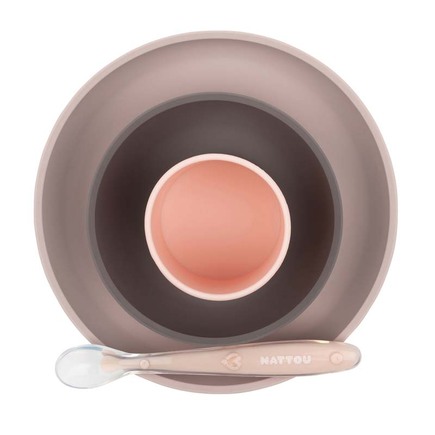 Interbaby Bol et cuillère en silicone Rose 