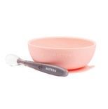 Duo bol et cuillère en silicone Rose Pâle