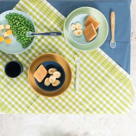 Set assiette en silicone Vert/Bleu (Bol-Verre-Cuillère) NATTOU - 3