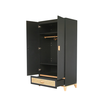 Armoire 2 portes Façade cannage rotin NAMI Onyx THEO - 2