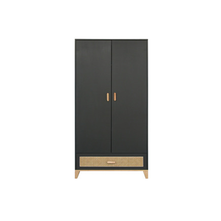 Armoire 2 portes Façade cannage rotin NAMI Onyx THEO